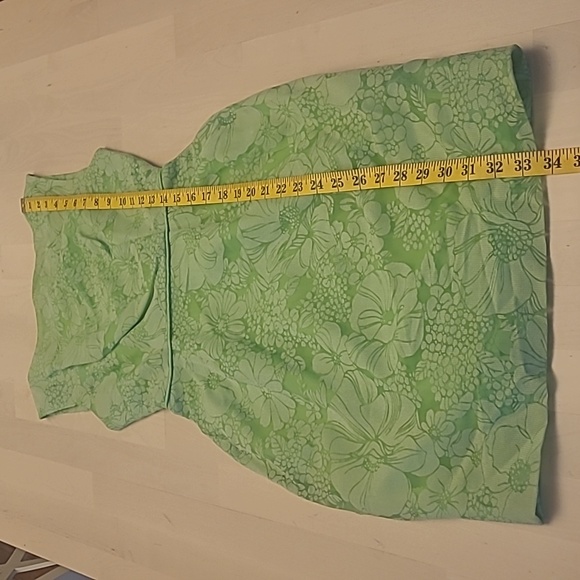 LIKE NEW VTG 1960s Handmade Mod Bright Green Go-go Floral Print Mini Dress - Picture 8 of 17